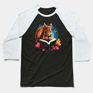 Squirrel Reads Book Baseball T-Shirt